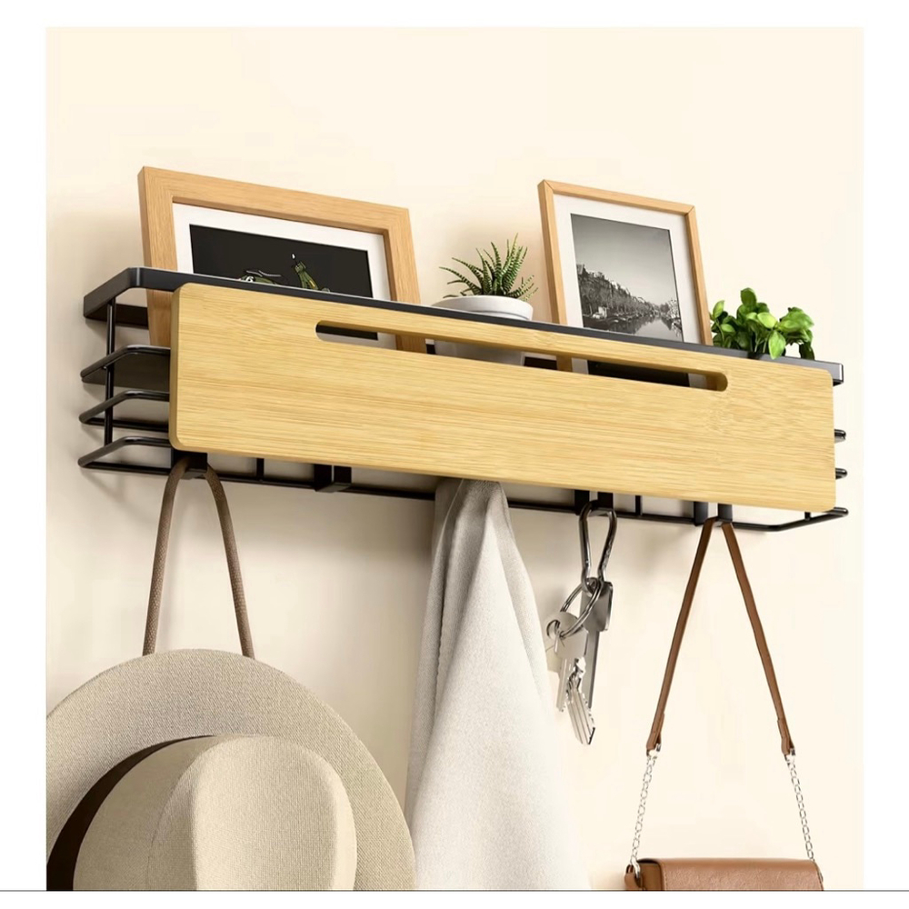 NEW Wall Mounted Coat Rack Hanging Entryway Shelf Hooks